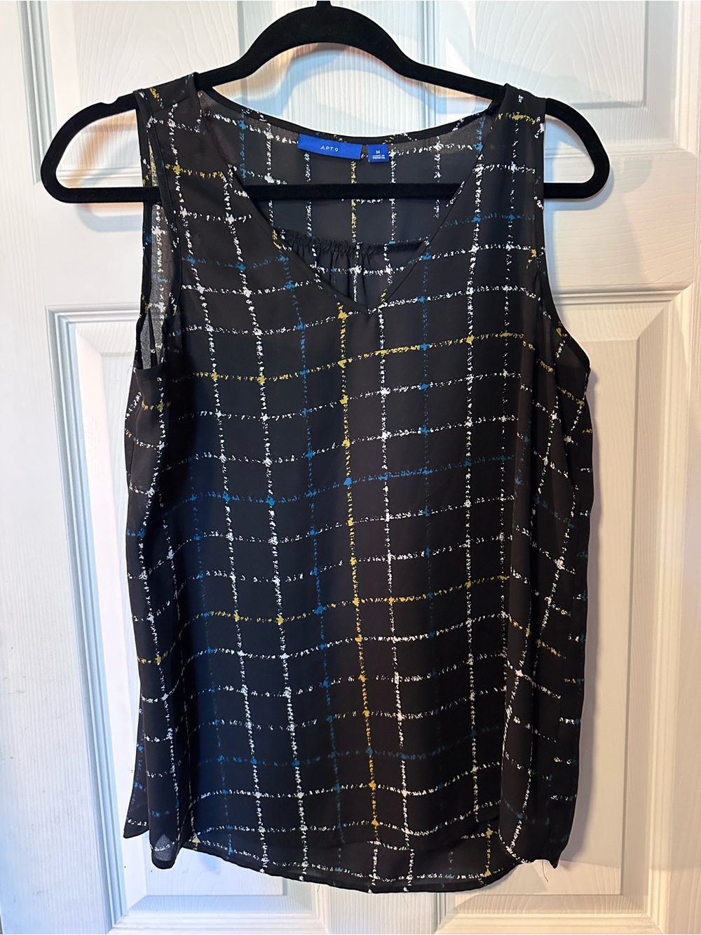 Apt. 9 Black Sleeveless Plaid-Accent Camisole